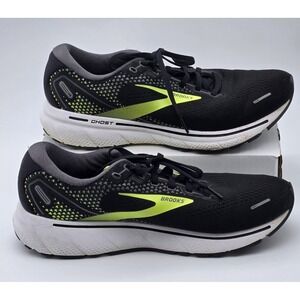 Brooks Ghost 14 Shoes‎ Mens 9.5M Black Green Mesh Running Sneakers 1103691D047